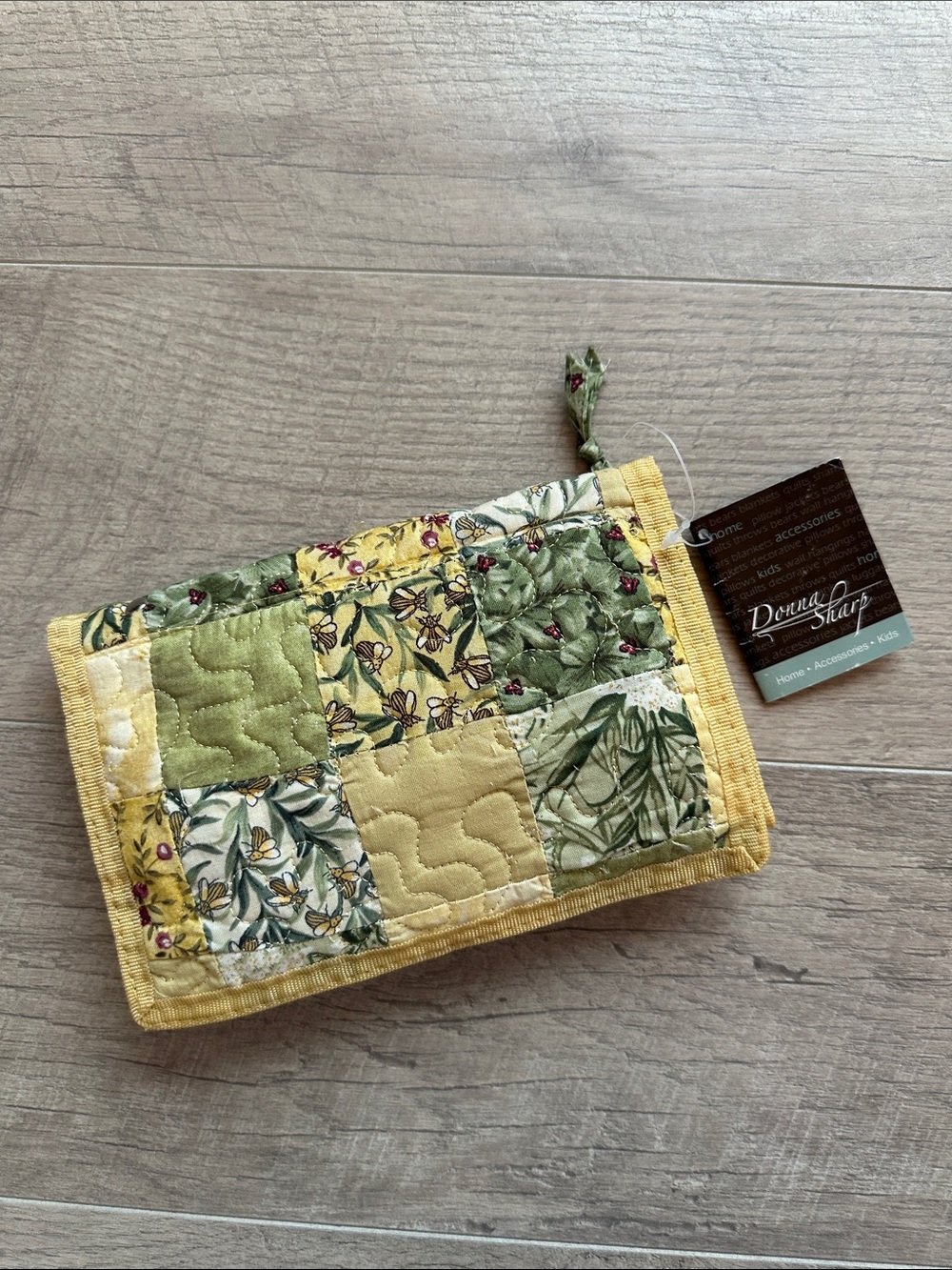 Yellow Green Quilted Bees Flowers Wallet
